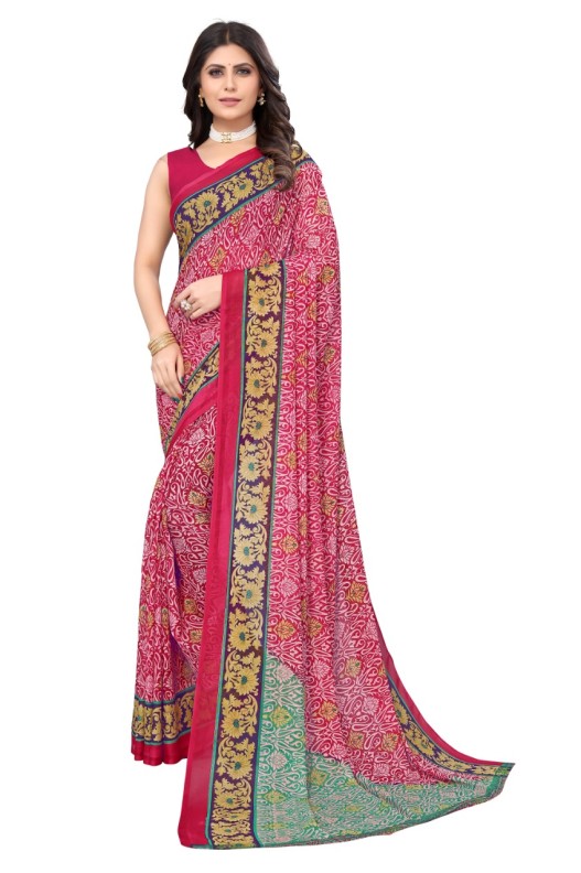Fancy Georgette Printed Saree With blouse